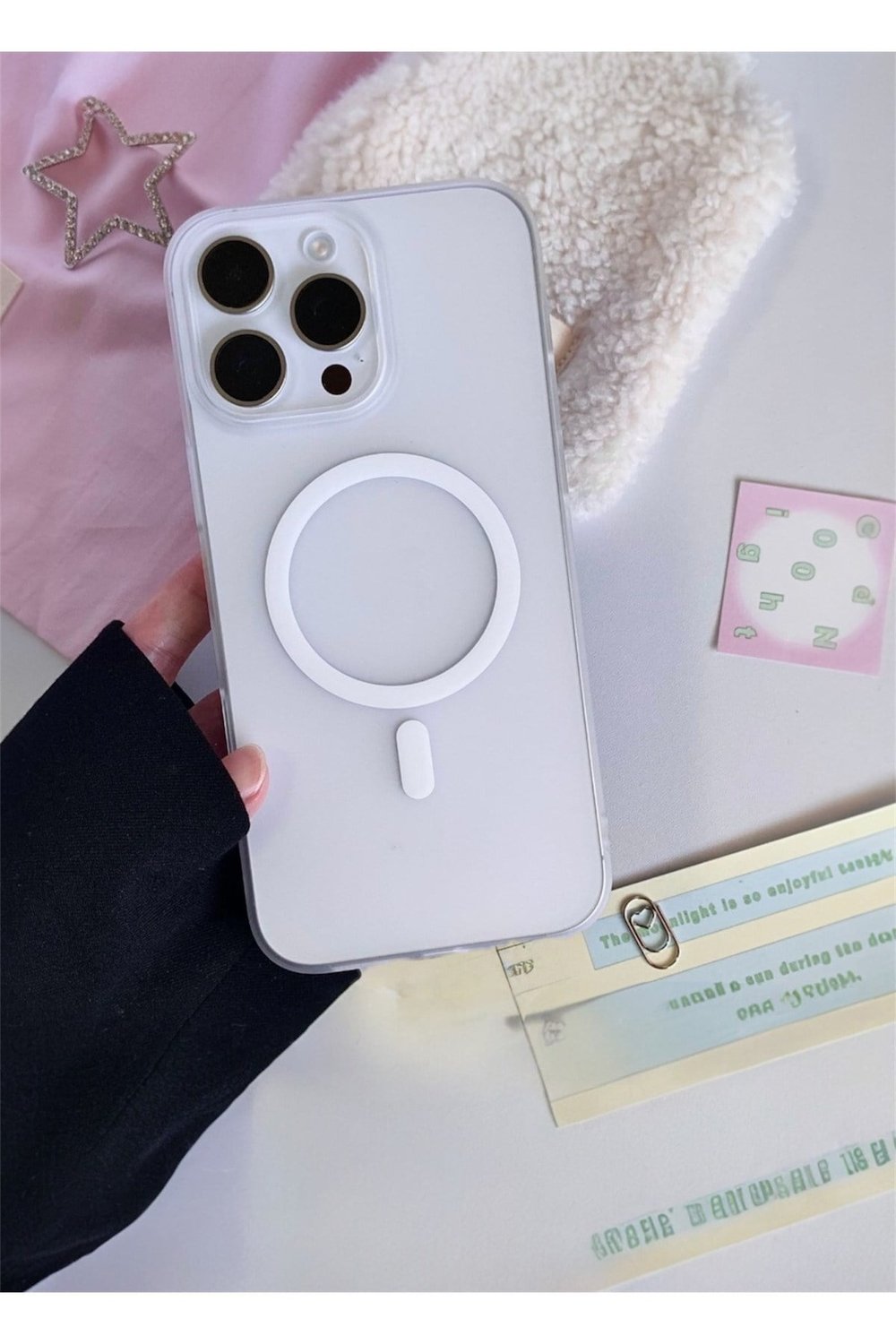 iPhone 14 Pro Max Uyumlu Buzlu Şeffaf Magsafe Kılıf