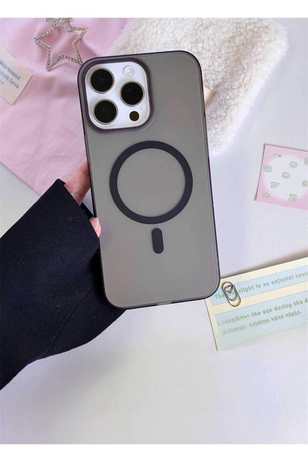 Iphone 15 Pro Max Uyumu Mat Siyah Buzlu Magsafe Kılıf