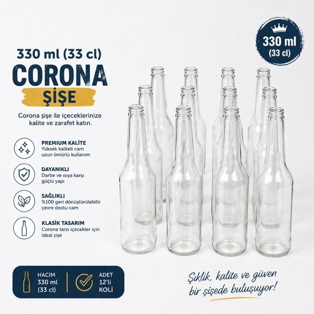 330 ml CRN. Şeffaf Şişe 12 Adet
