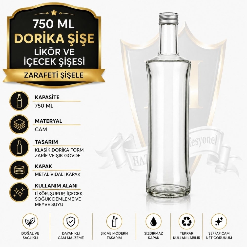 750 ml Metal Kapaklı Dorika Cam Şişe