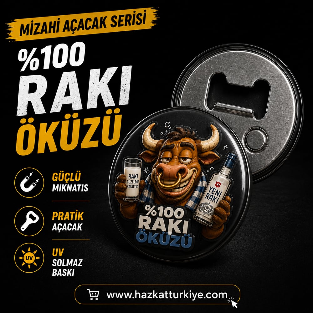 Mizahi Alkol Temalı Şişe Açacağı Rakı Öküzü
