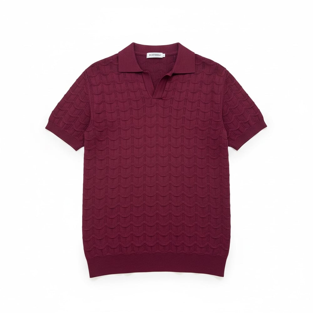 Bordo GG Zİncir İşleme Polo Yaka Tshirt