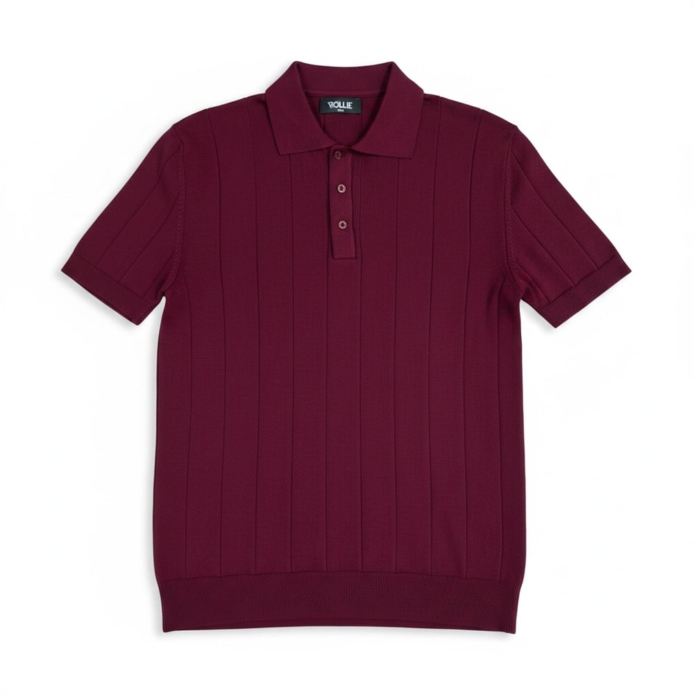 Bordo RL Fitilli Düğmeli Polo Yaka Tshirt