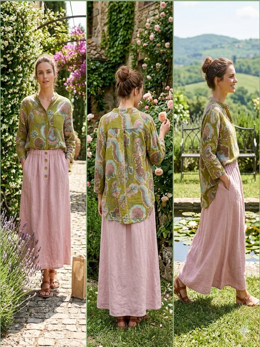 İTALYAN DÜZ  DESEN KETEN ETEK