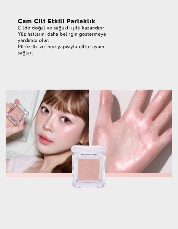 Pure Glash Highlighter | Glass Skin Toz Aydınlatıcı | RD01 Sheer Rose
