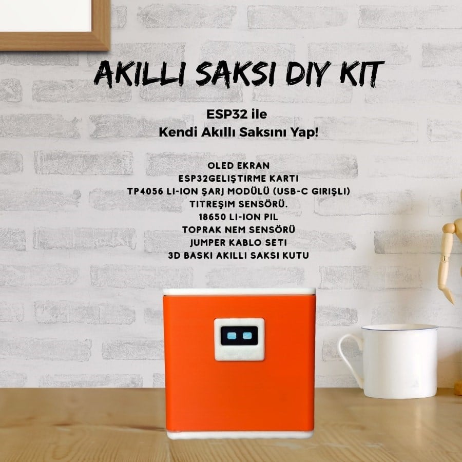 Akıllı Saksı DIY Kit – ESP32 S2 Mini, OLED Ekran, Nem ve Titreşim Sensörü + Proje Kodları ve Bağlantı Şemaları
