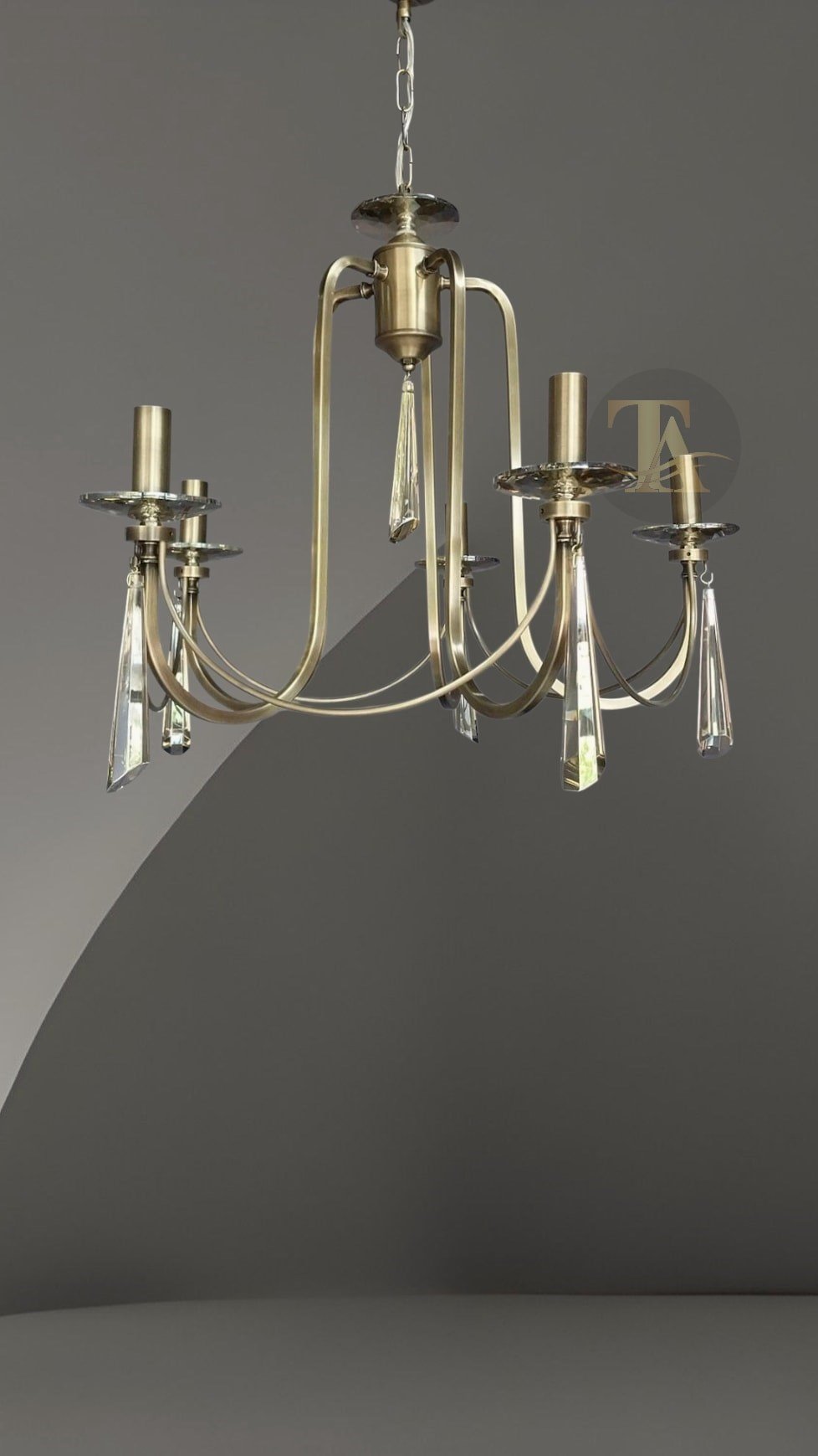 KONTES 5'Lİ AVİZE PRİZMA KRİSTAL