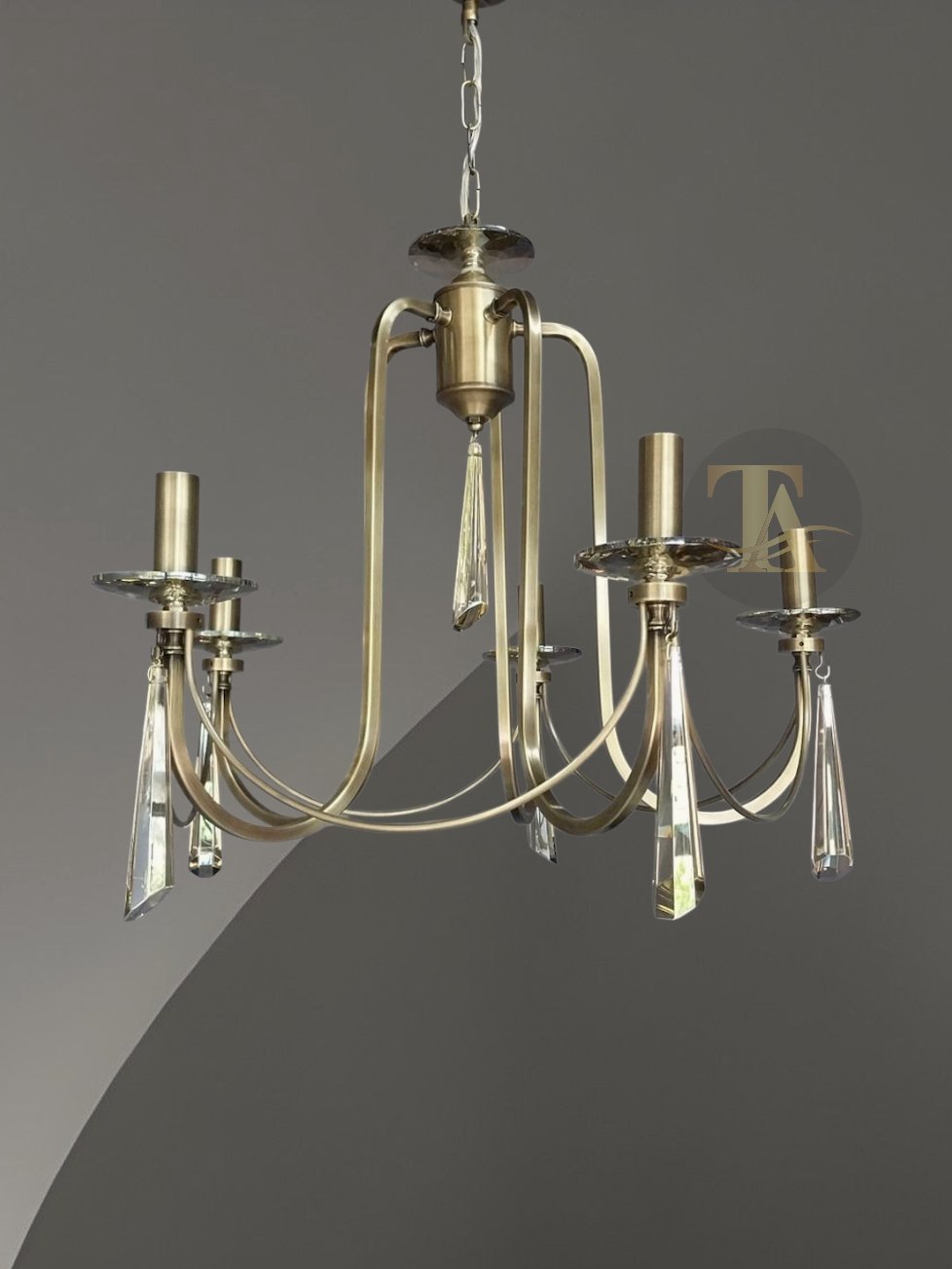 KONTES 5'Lİ AVİZE PRİZMA KRİSTAL