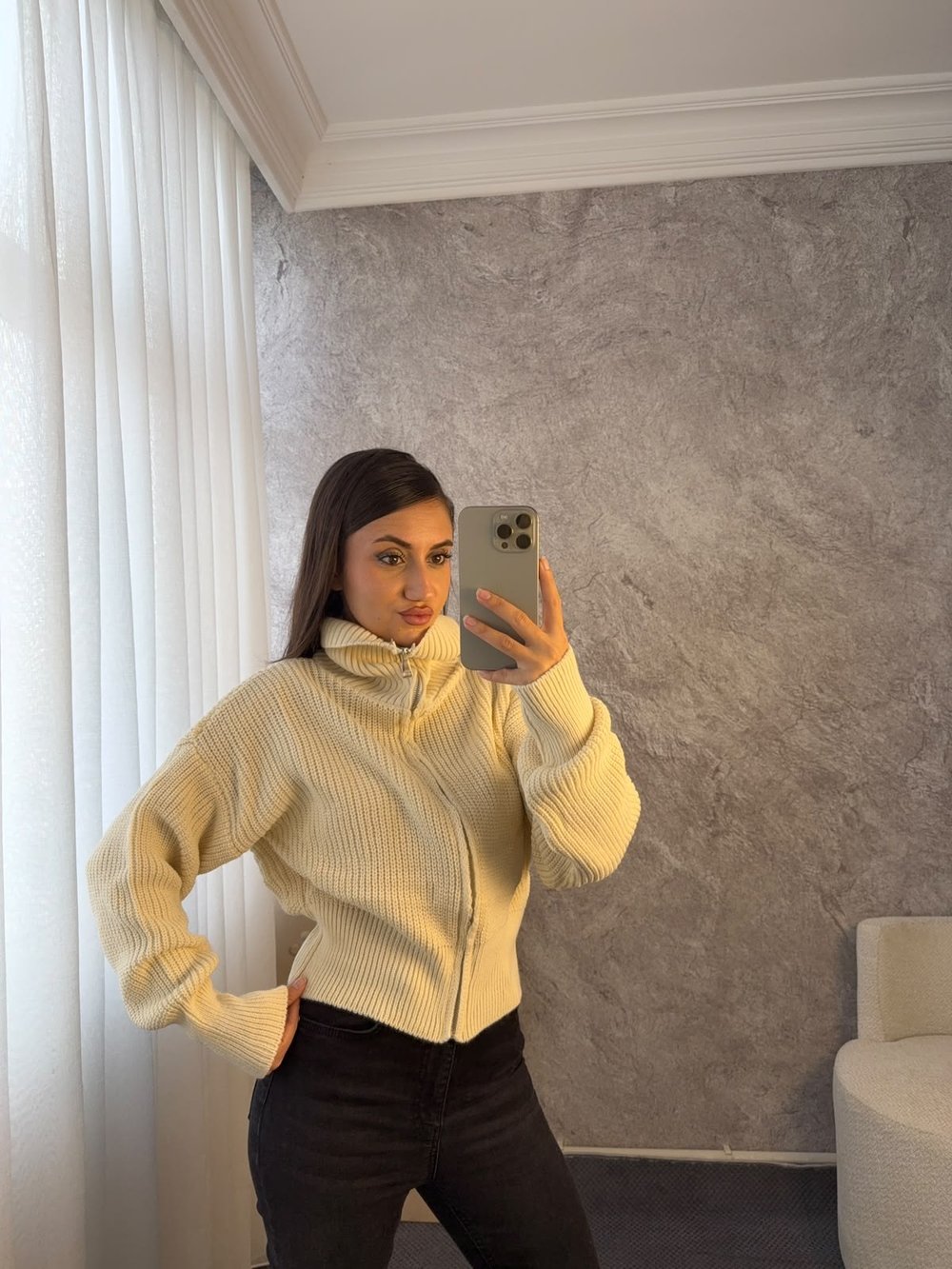 BOĞAZLI TRİKO FERMUARLI HIRKA - LF135