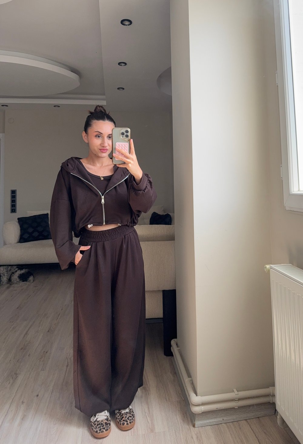 MODAL KUMAŞ KAPÜŞONLU CROP 3'LÜ TAKIM - LF097