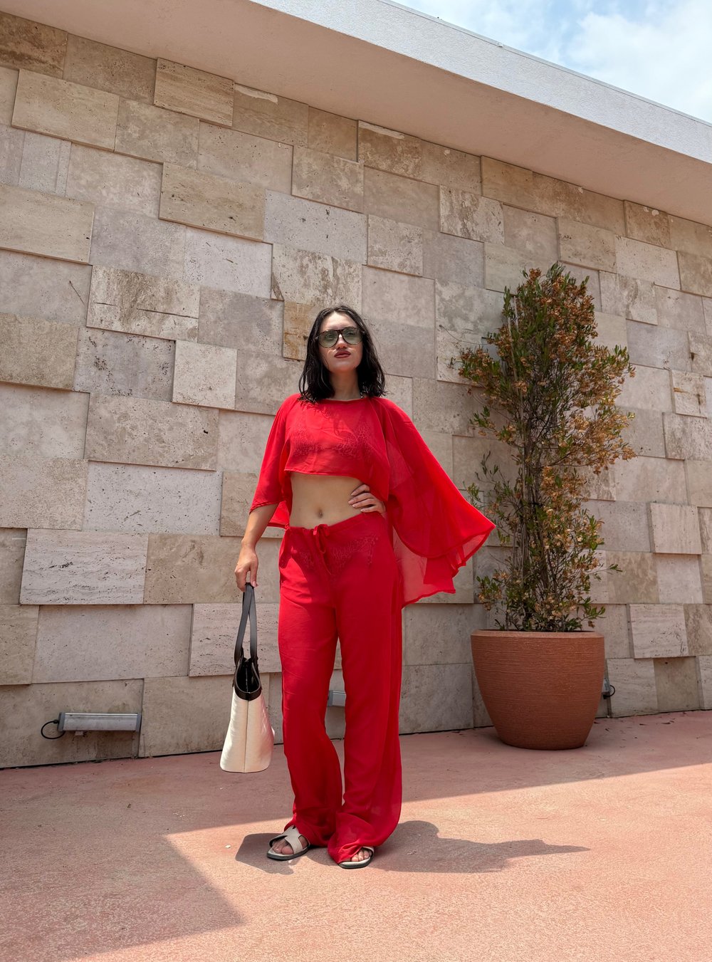 ŞİFON PELERİN BLUZ PANTOLON TAKIM - LF048