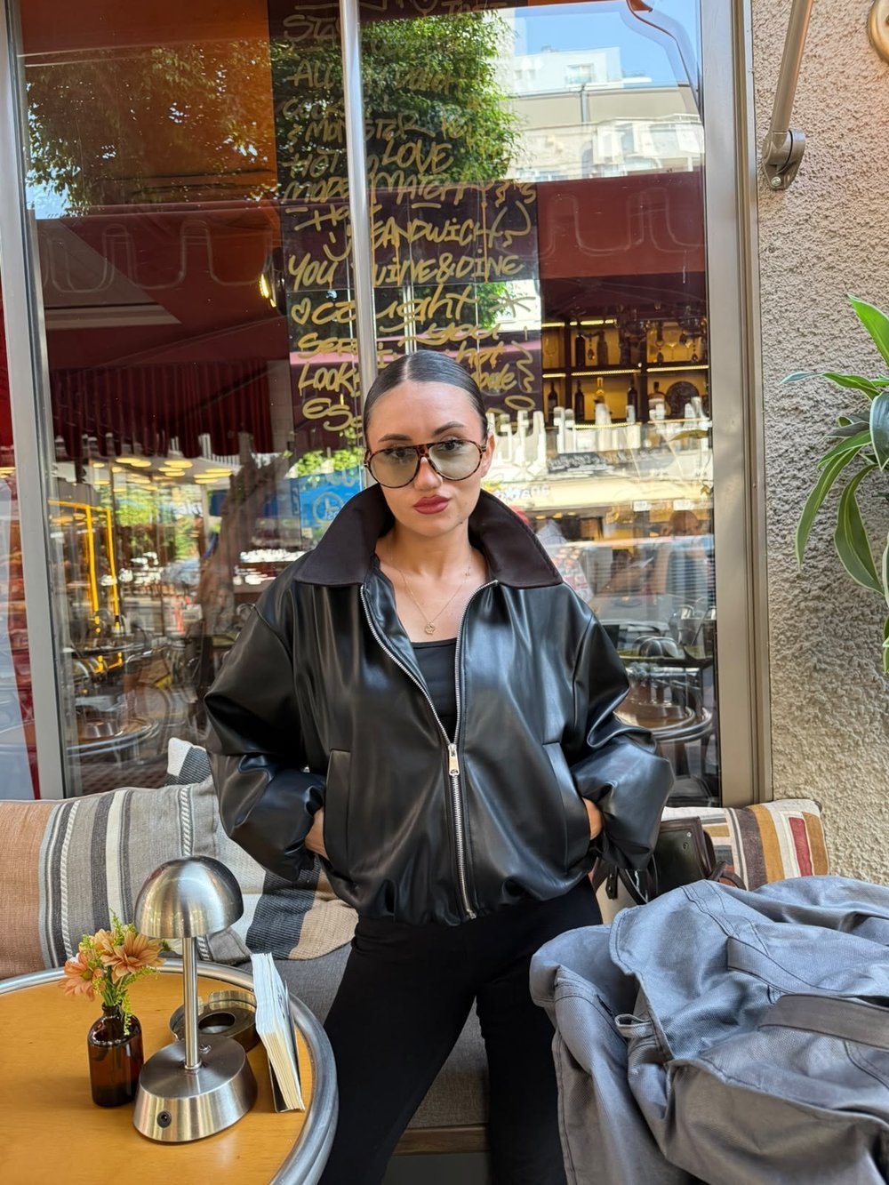YAKA DETAY BOMBER DERİ CEKET - LF120