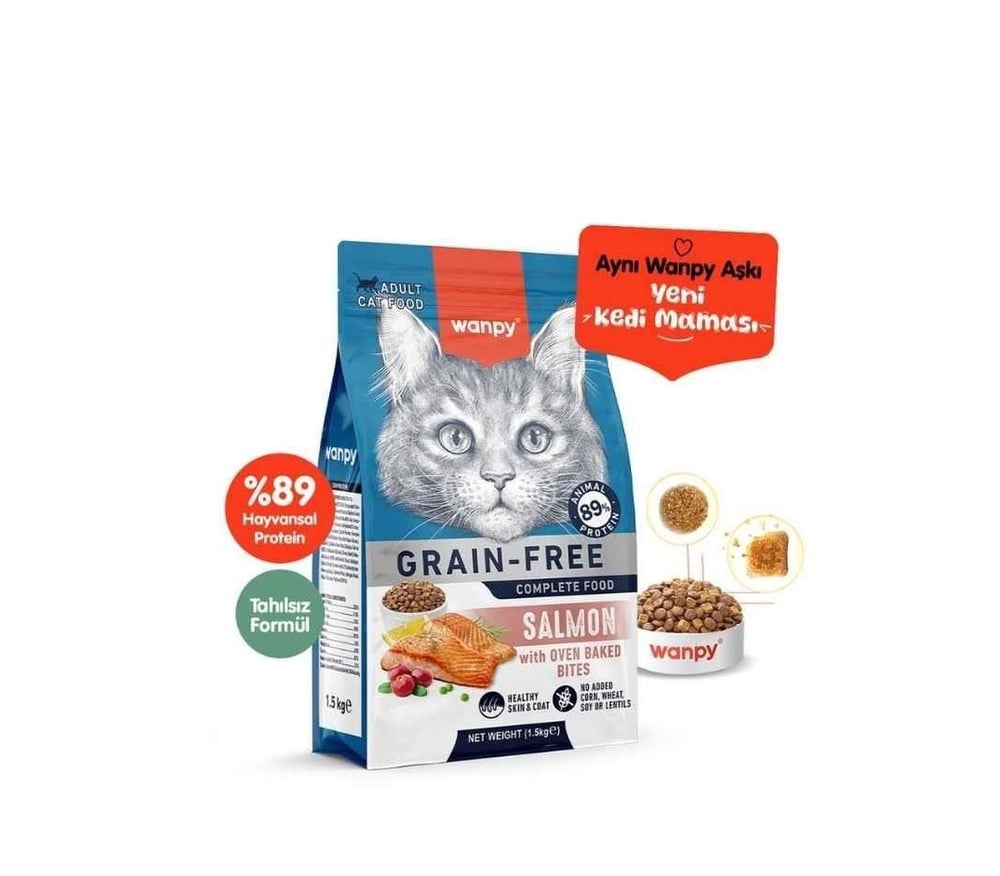 WanpyTahılsız Somonlu Yetişkin Kedi Maması 1,5 kg