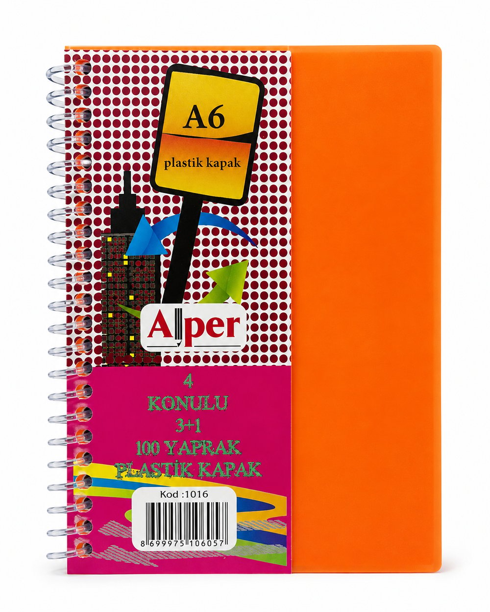 ALPER PLASTİK KAPAKLI NOT DEFTERİ A6 AYRAÇLI 4 KONULU PK*6