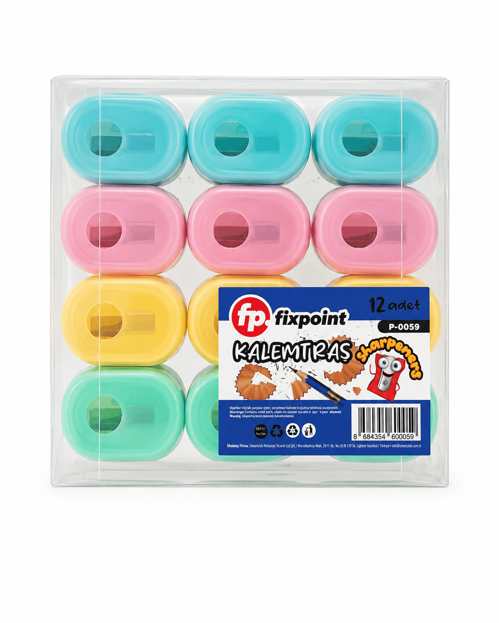 FİXPOİNT KALEMTRAŞ 2Lİ PASTEL RENK 0059 PK 12*AD