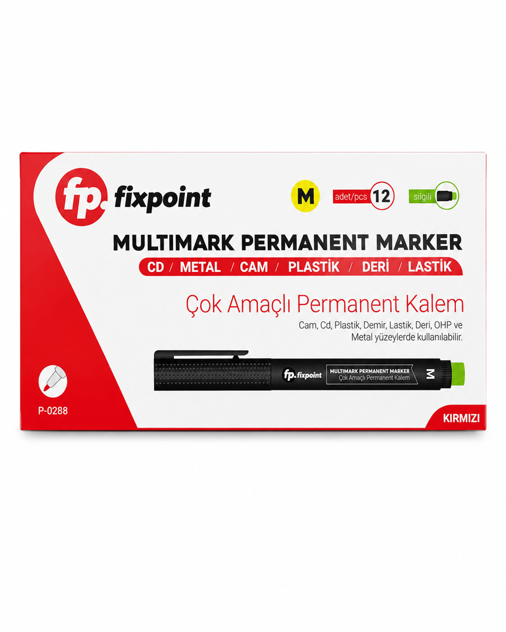 FİXPOİNT MARKER KALEM SİDİ CD KALEMİ KIRMIZI (M) PK*12