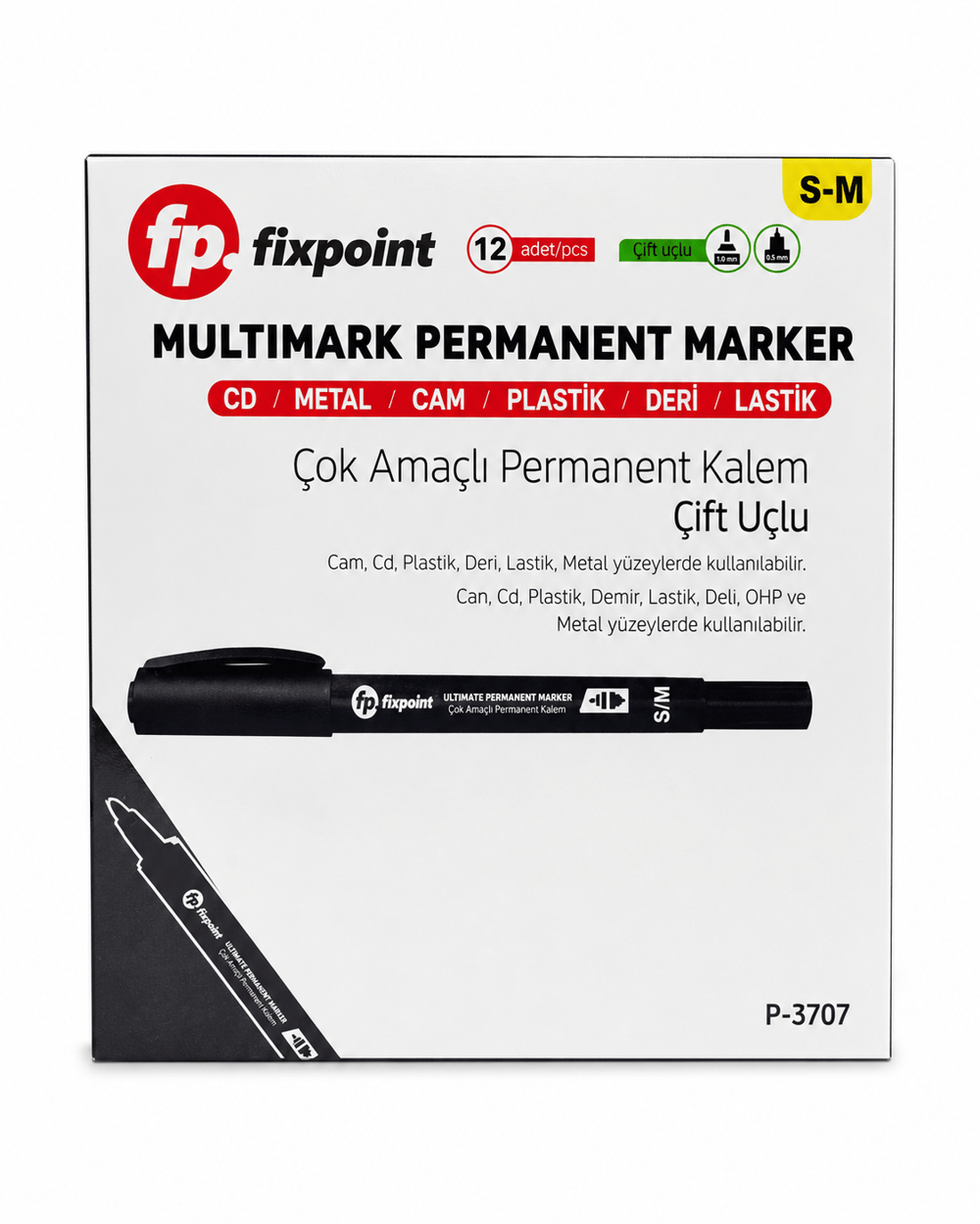 FİXPOİNT MARKER KALEM SİDİ CD KALEMİ SİYAH (M) PK*12