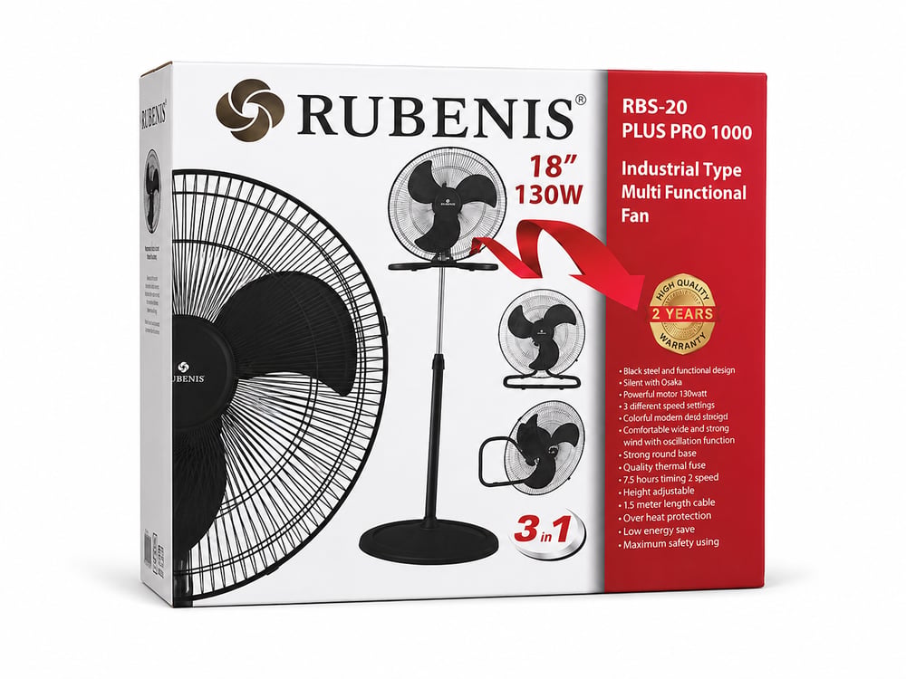 RUBENİS RBS-20PLUS SANAYİ TİPİ VANTİLATÖR 20İNÇ