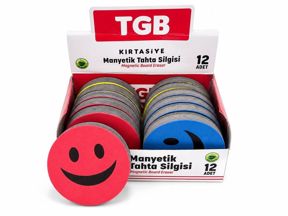 TBG MANYETİKLİ TAHTA SİLGİSİ GÜLENYÜZ PK*12
