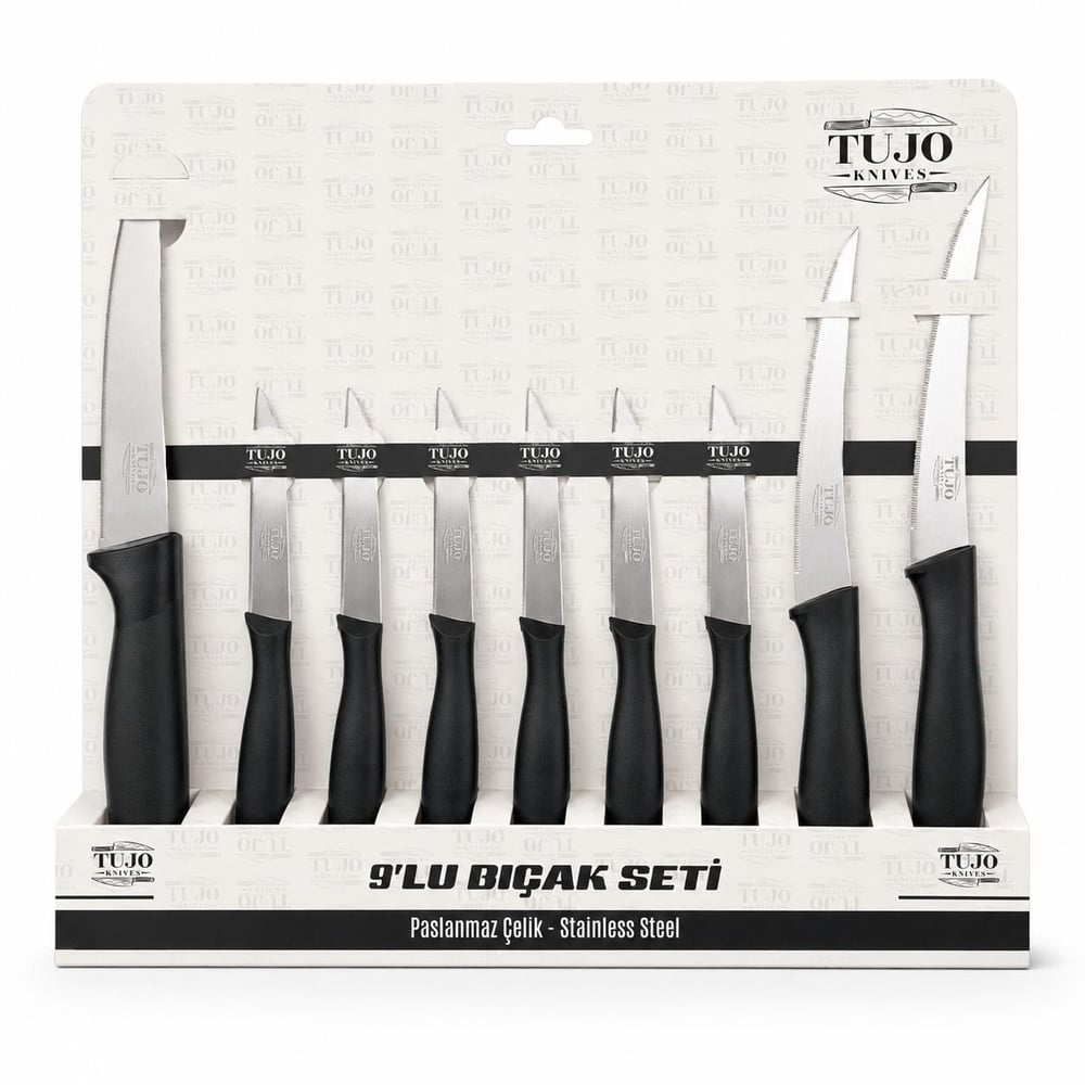 TUJO BIÇAK SETİ 9LU KARTELALI 