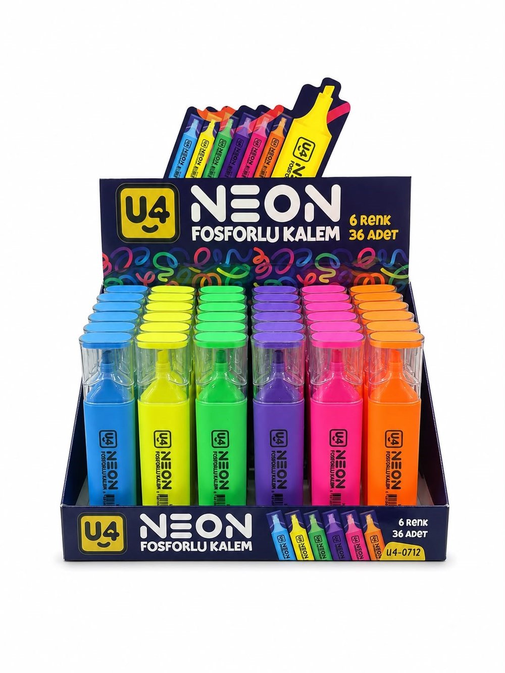 U-4 FOSFORLU KALEM NEON RENK PK*36