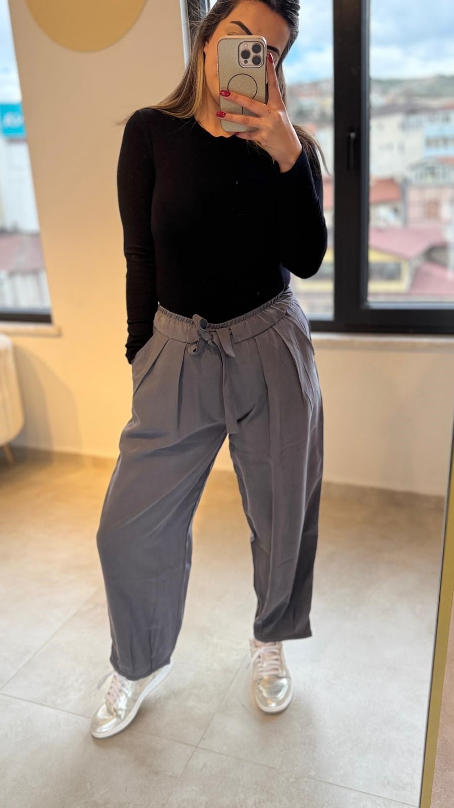 tensel kumaş şalvar pantalon