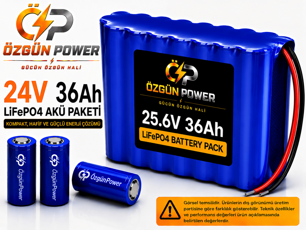 25.6V 36Ah LiFePO4 Batarya