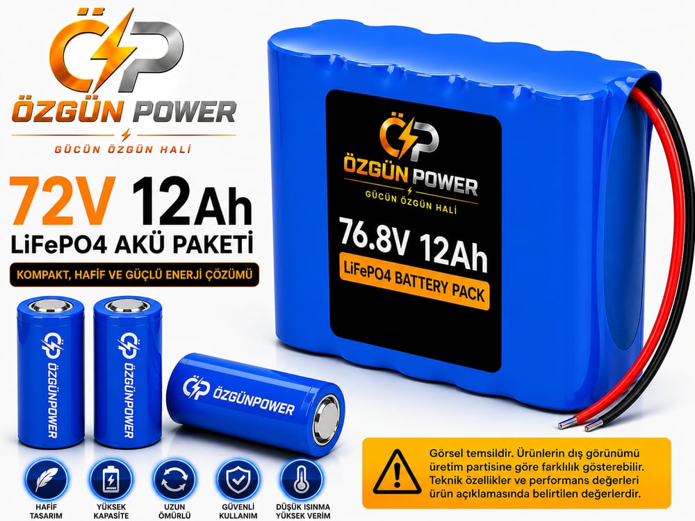 72 Volt 12Ah LiFePO4 Lityum Batarya