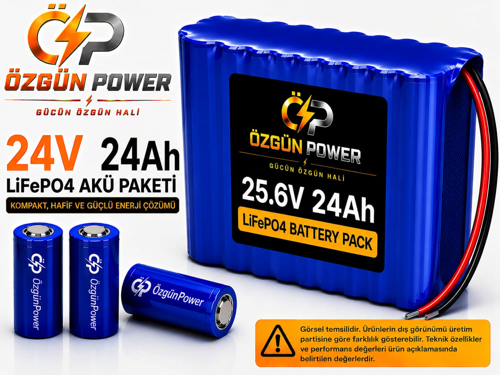 24 Volt 24Ah LiFePO4 Lityum Batarya