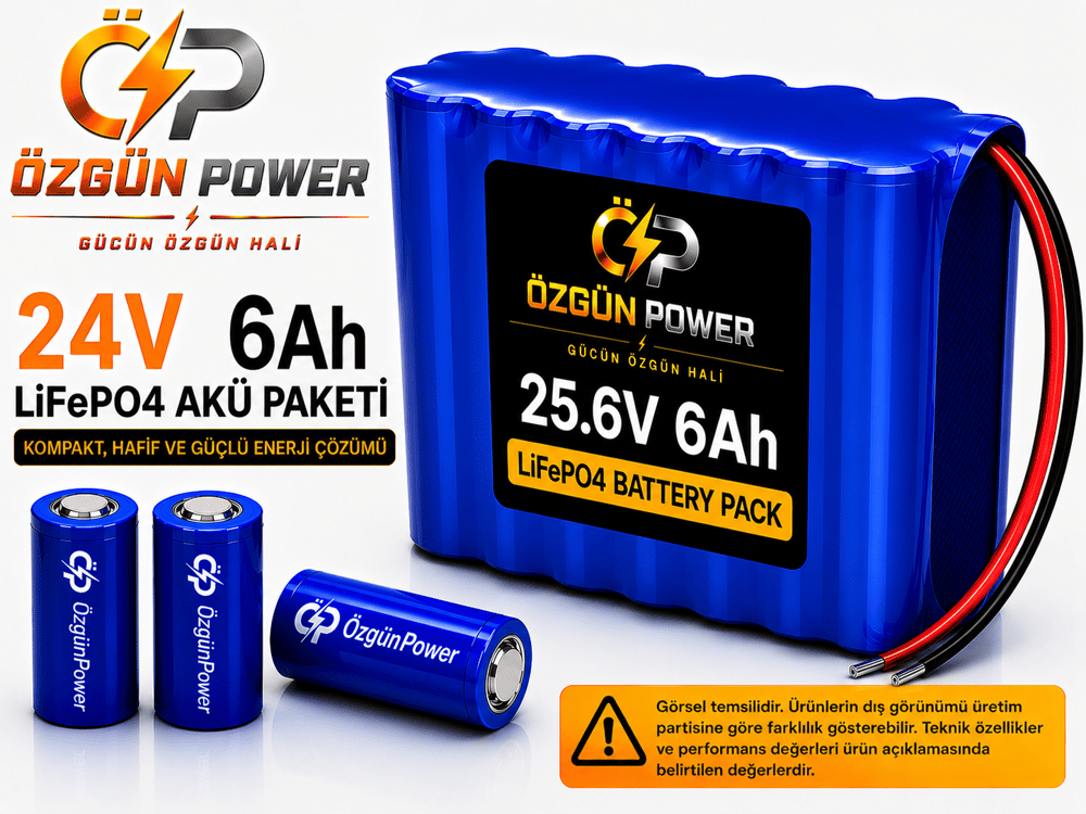24 Volt 6Ah LiFePO4 Lityum Batarya