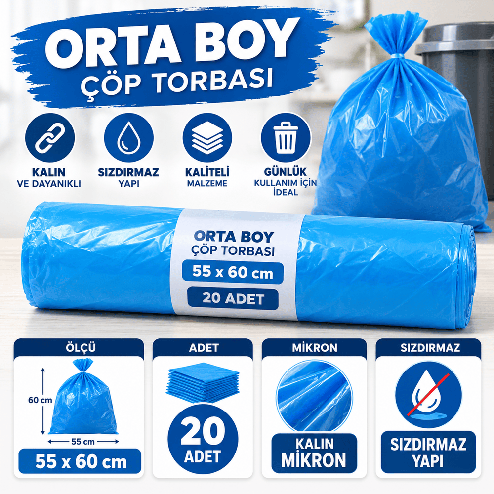 ÇÖP TORBASI 55X60 20 ADET