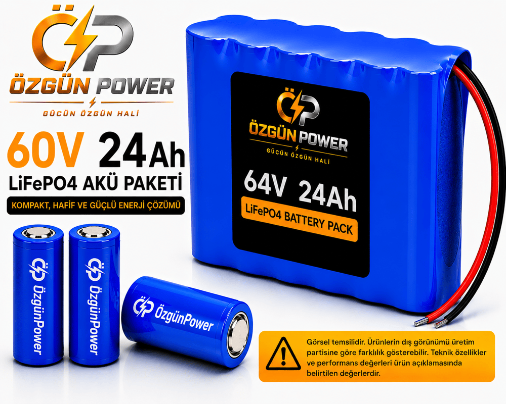 60 Volt 24Ah LiFePO4 Lityum Batarya