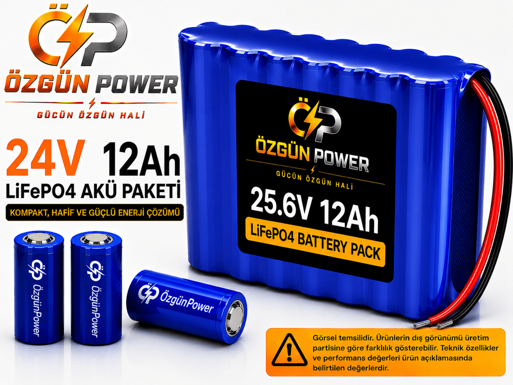 24 Volt 12Ah LiFePO4 Lityum Batarya