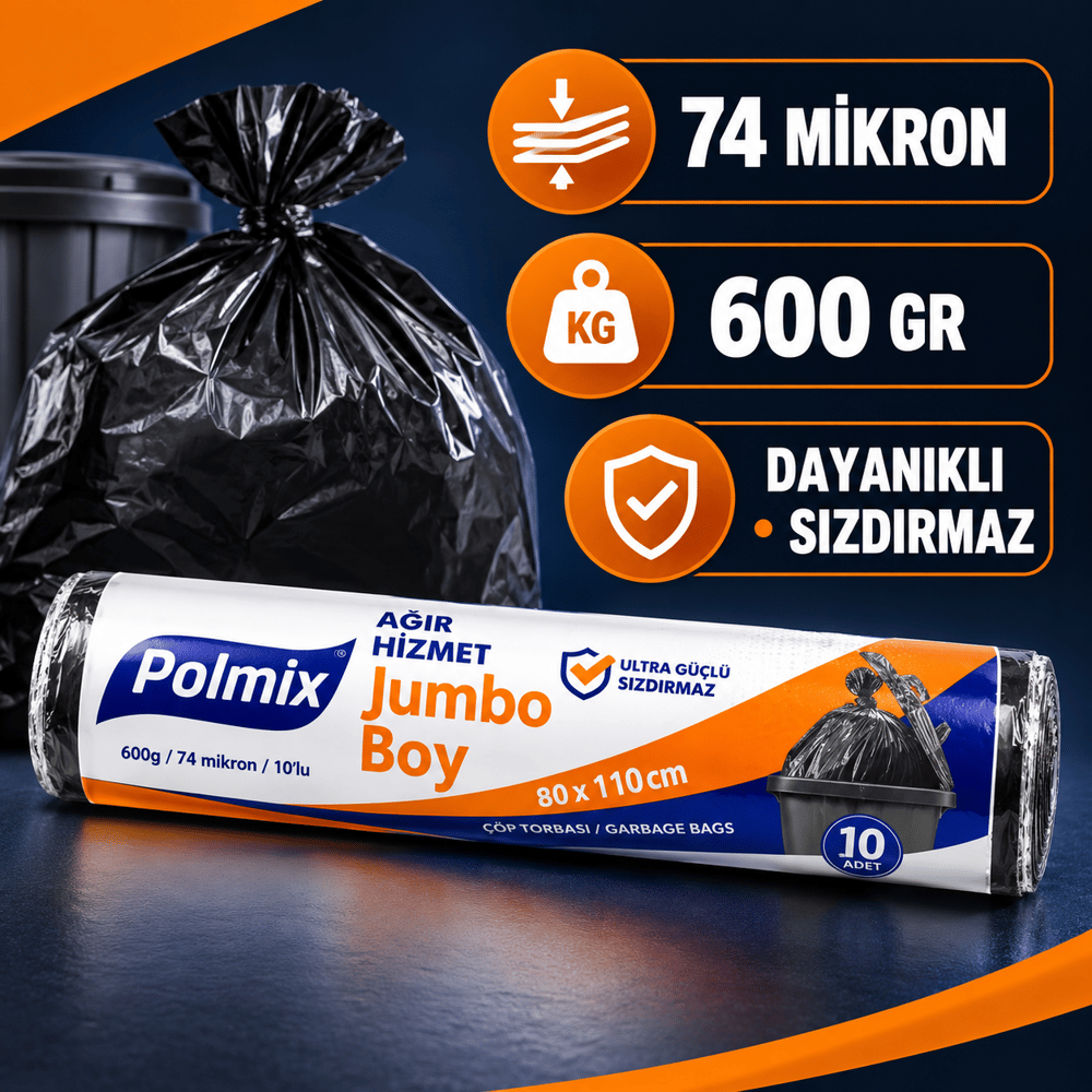 POLMİX JUMBO BOY 80X110 ÇÖP TORBASI 600 GR. 74 MİKRON