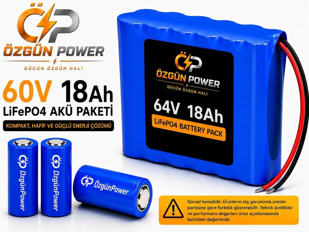 60 Volt 18Ah LiFePO4 Lityum Batarya