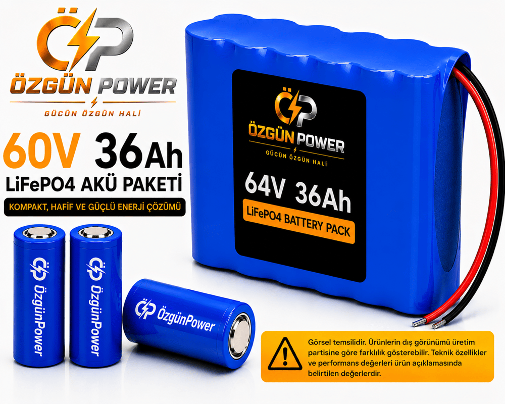 60 Volt 36Ah LiFePO4 Lityum Batarya