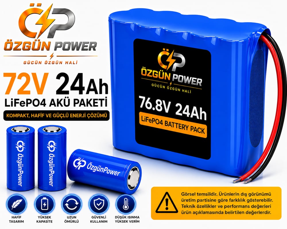 72 Volt 24Ah LiFePO4 Lityum Batarya