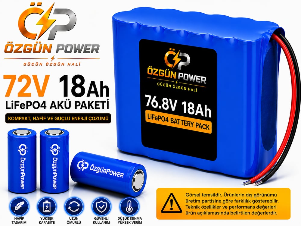 72 Volt 18Ah LiFePO4 Lityum Batarya