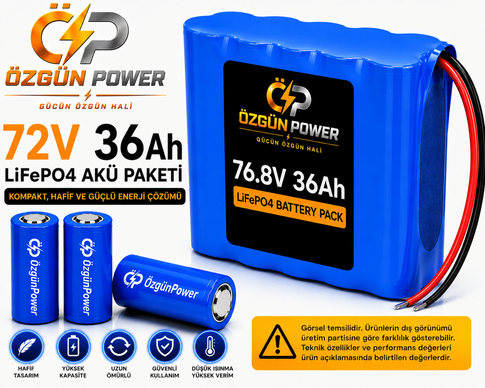 72 Volt 36Ah LiFePO4 Lityum Batarya