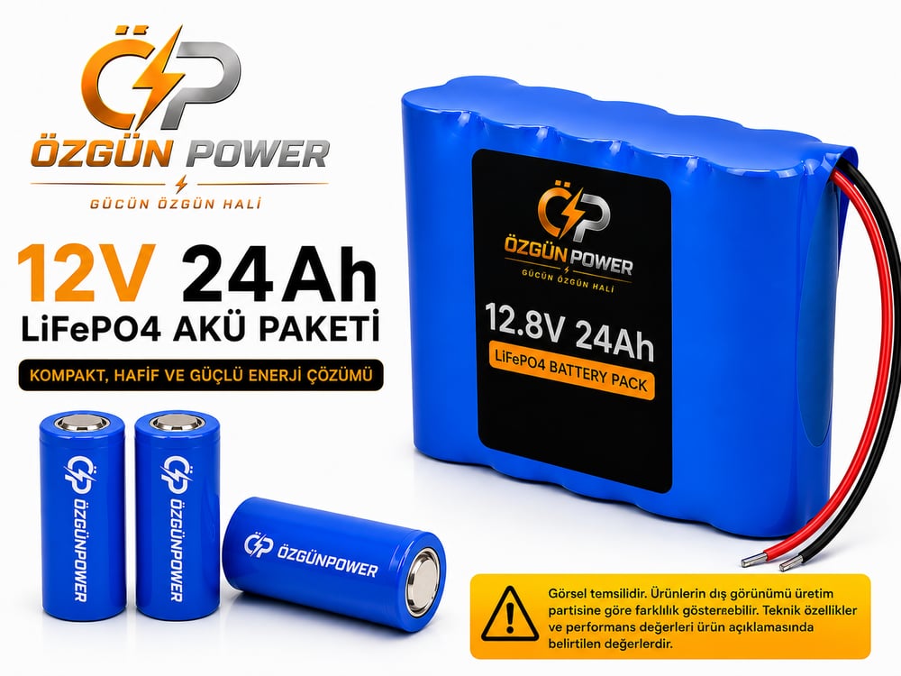 12 Volt 24Ah LiFePO4 Lityum Batarya