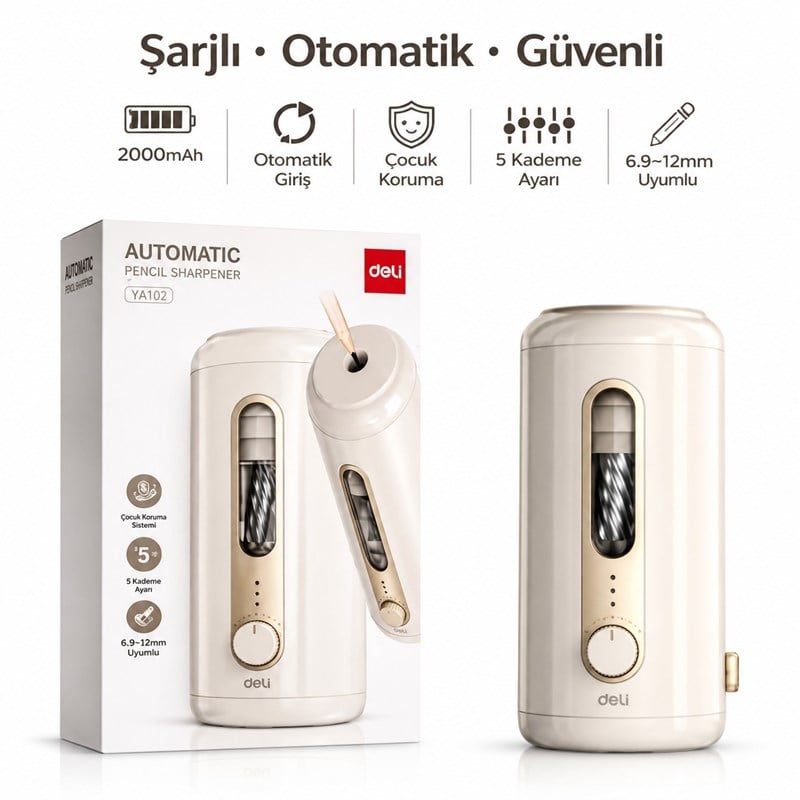 Deli Elektrikli  Kalemtıraş Bej