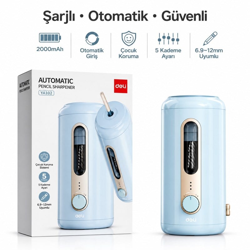 Deli Elektrikli  Kalemtıraş Mavi