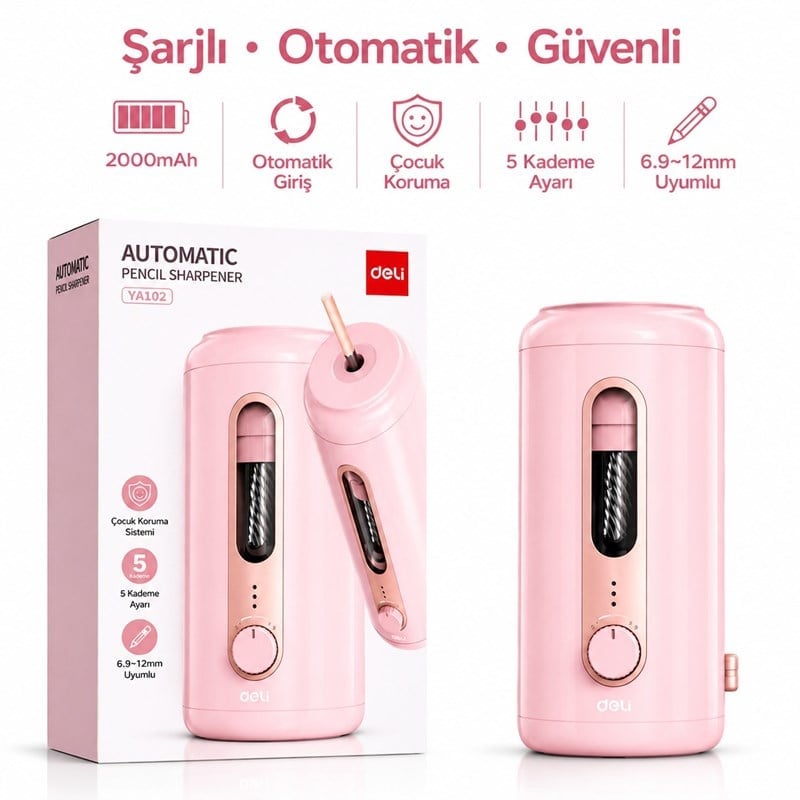 Deli Elektrikli  Kalemtıraş Pembe