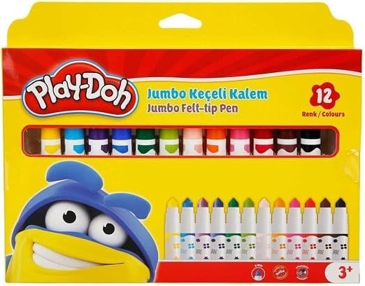 Play-Doh Jumbo Keçeli Kalem Karton 12 Renk 8 Mm