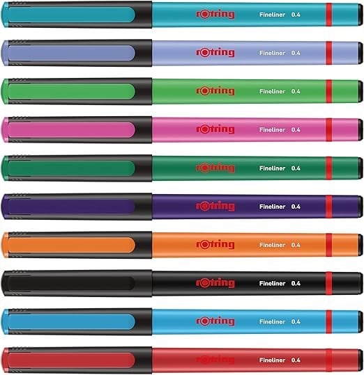 Rotring Fineliner, Keçe Uçlu Kalem, 10Lu Bls, Karışık