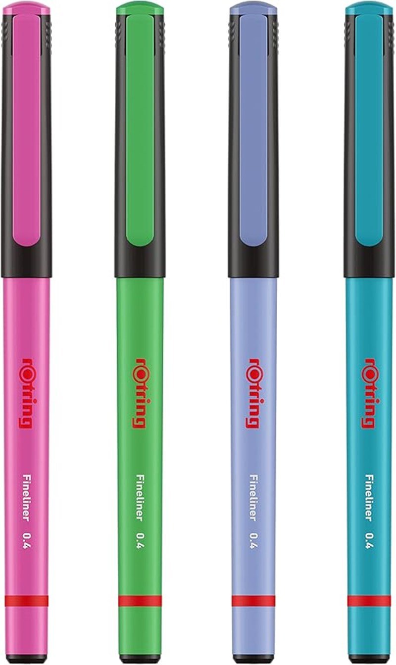 Rotring Fineliner, Keçe Uçlu Kalem,4Lü Bls,Canlı Renk
