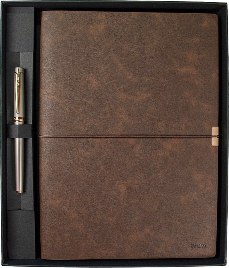 Scrikss Sd700-B2 Premıum Defter Toledo B5 Kahverengi & 38 Roller Saten Altın Set
