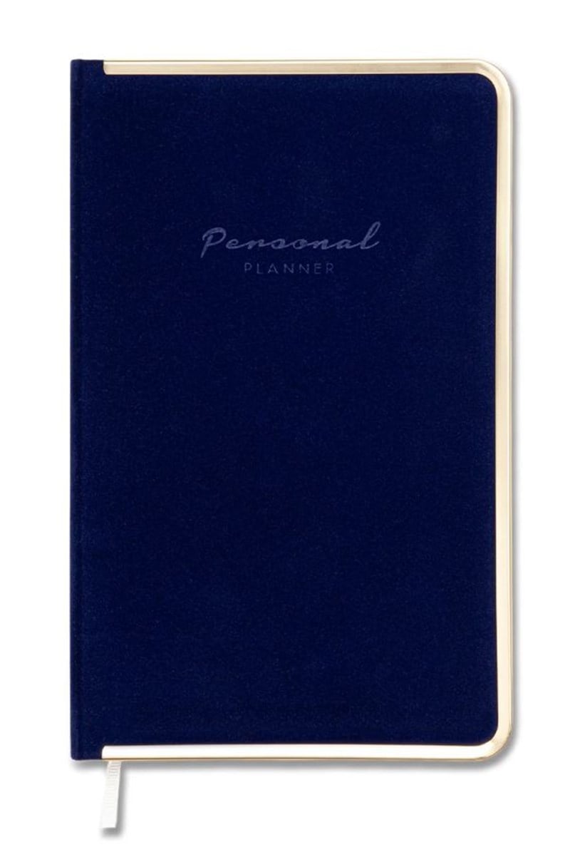 Victorias Journals Monaco Süet Sert Kapak Defter 100Gr. 96 Yaprak 13X21 Cm. Kenar Altın Demir Ve Altın Yaldızçizgili  Mavi