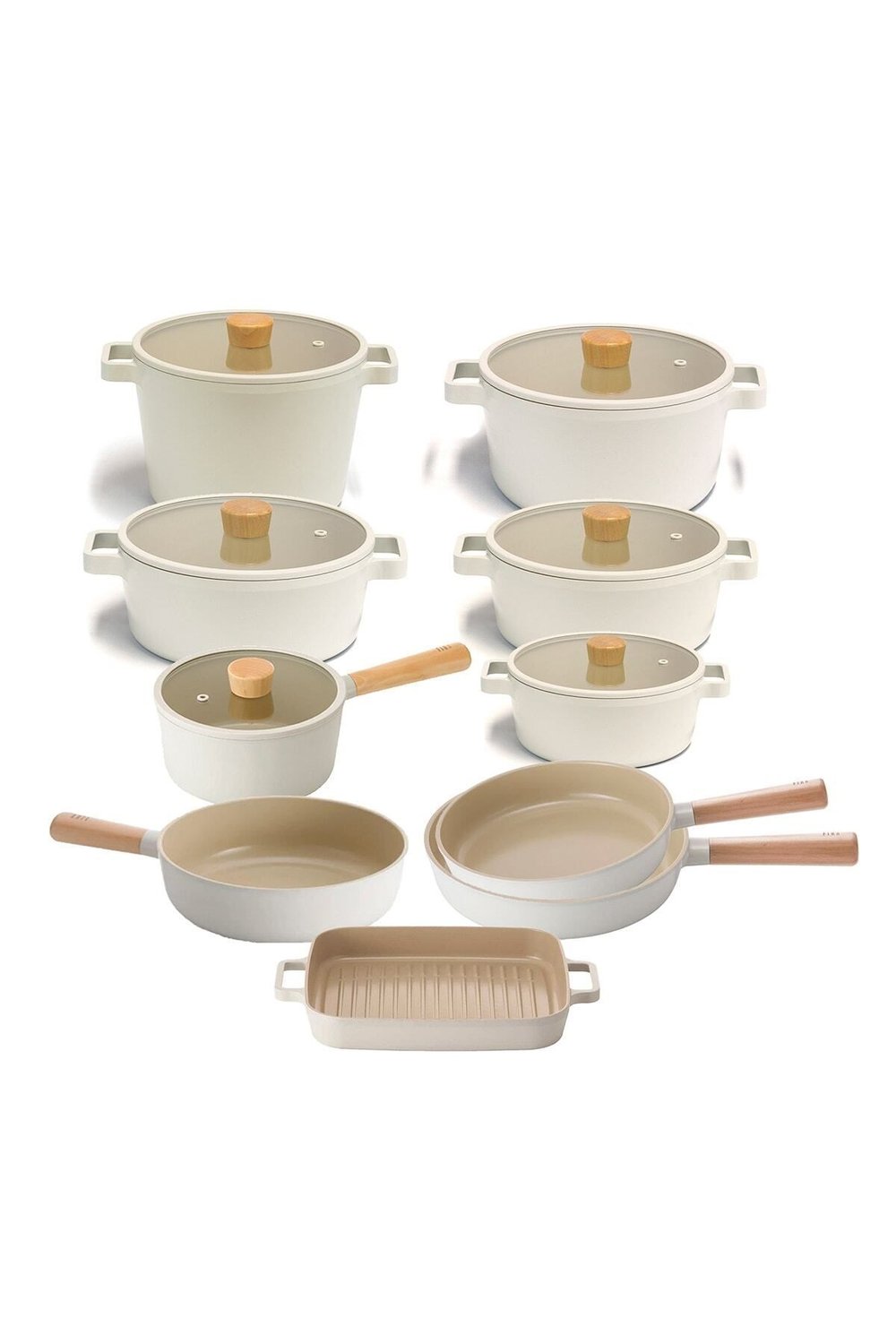 Fika Alüminyum Döküm Cam Kapaklı 16 Parça Tencere & Tava Seti 18c18s22k22d24k26d24t26t26w28g