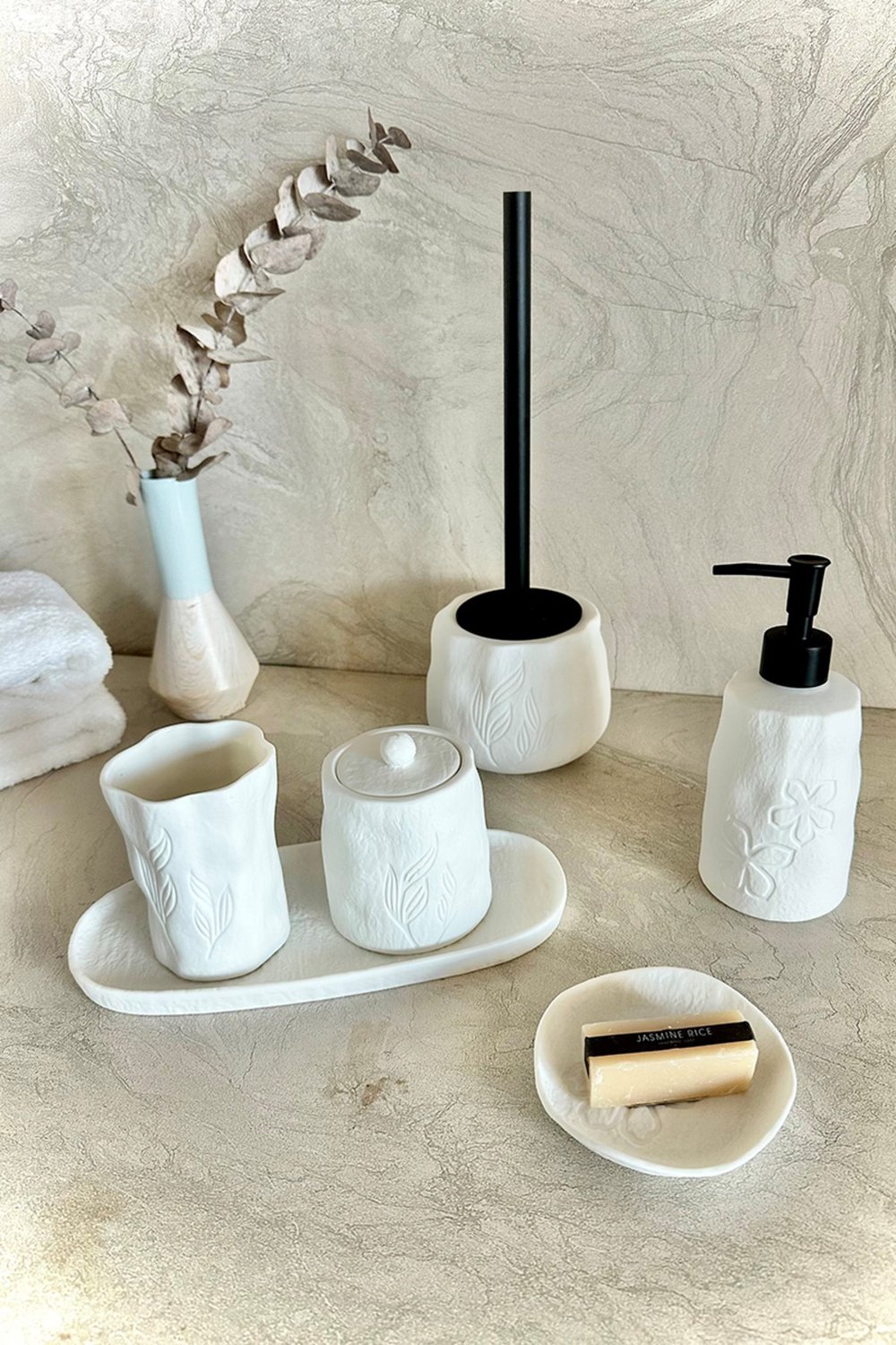 Yonna 6'lı Banyo Seti - Beyaz